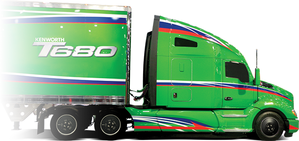 Green Kenworth T680 Advantage with black Aero covers