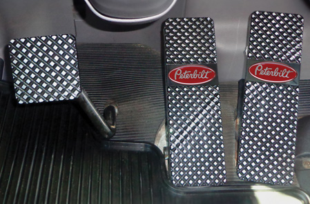 Peterbilt 379, 386, 388, 389 Black Diamond Crown-Cut Billet Pedals available at Peterbilt Dealers