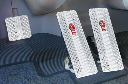 Kenworth Pyramid Diamond Crown-Cut Billet Logo Pedals Available at Kenworth Dealers