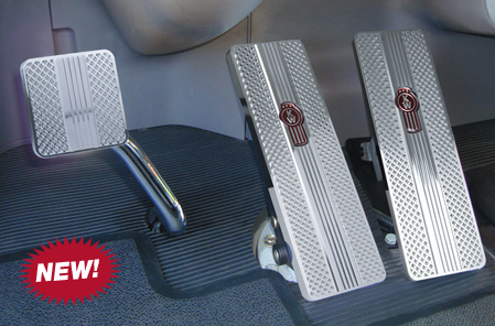 Kenworth Pyramid Diamond Fine-Cut Billet Logo Pedals Available at Kenworth Dealers