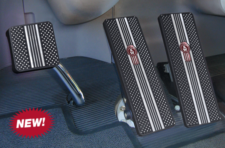 Kenworth Black Diamond Fine-Cut Billet Logo Pedals Available at Kenworth Dealers