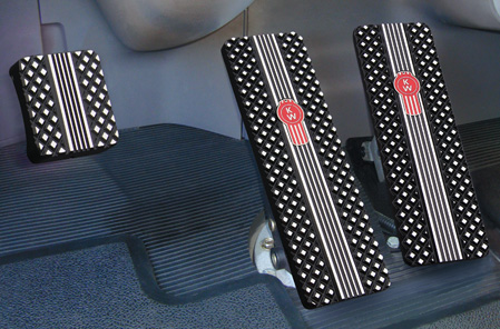 Kenworth Black Diamond Crown-Cut Billet Logo Pedals Available at Kenworth Dealers