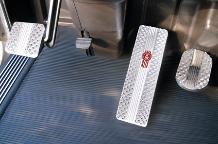 Kenworth Pyramid Diamond Crown-Cut Billet Logo Pedals Available at Kenworth Dealers