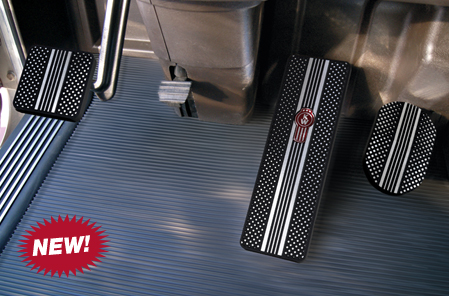 Kenworth Black Diamond Fine-Cut Billet Logo Pedals Available at Kenworth Dealers