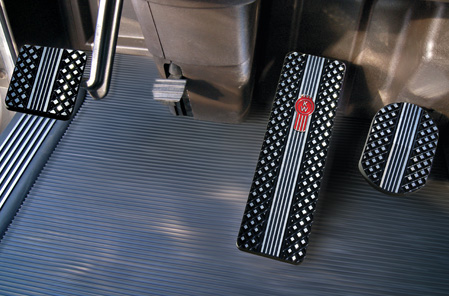 Kenworth Black Diamond Crown-Cut Billet Logo Pedals Available at Kenworth Dealers