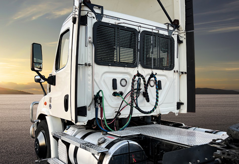 Stealth Black Window Guard on Freightliner