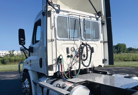 Stainless Steel Window Guard on Freightliner Truck