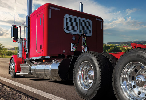 Stainless Steel Window Guard on Peterbilt Truck